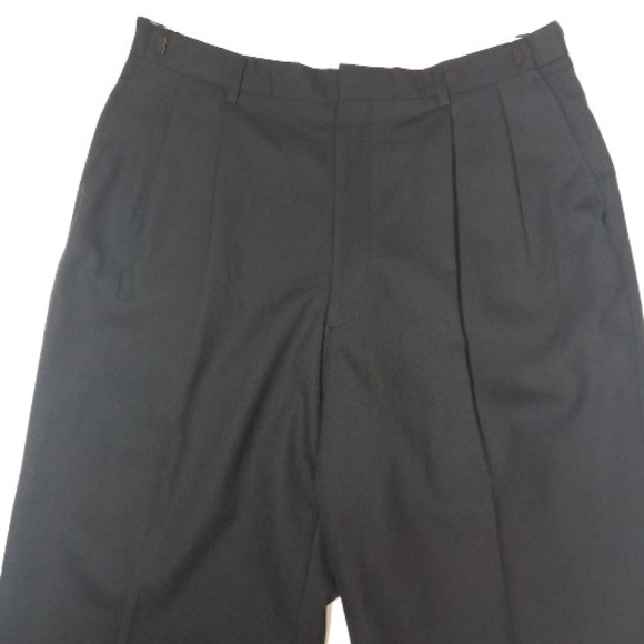 Mens 34-38" Adjustable Size Smart Wool L29.5 Black Trousers - Picture 2 of 10